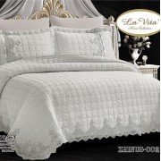 روتختی جهیزیه پیکه از جنس مخمل دانتل دوزی لاویتا مدل ZHINUS کد 002 دونفره ۶تیکه