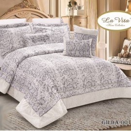 سرویس لحاف روتختی عروس برند لاویتا مدل GILDA طرح پتینه کد 001 دونفره نه تکه