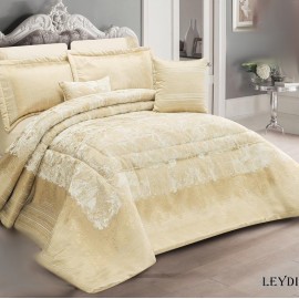 روتختی عروس شانل ژاکارد برند اکوبلا مدل LEYDI کد رنگی 003 هشت تکه دونفره