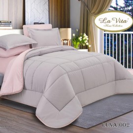 سرویس لحاف روتختی هتلی دو رو از برند لاویتا مدل LUNA کد 002 رنگ طوسی صورتی دونفره
