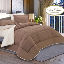 سرویس لحاف روتختی هتلی دو رو از برند لاویتا مدل LUNA کد 003 رنگ قهوه ای کرم دونفره