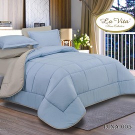 سرویس لحاف روتختی هتلی دو رو از برند لاویتا مدل LUNA کد 005 رنگ آبی خاکستری دونفره