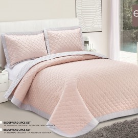 سرویس روتختی برند Ecobella مدل Noora کد 001 دو نفره 3 تیکه رنگ گلبهی+طوسی