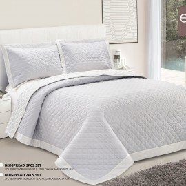 سرویس روتختی برند Ecobella مدل Noora کد 002 دو نفره 3 تیکه رنگ آبی طوسی+سفید