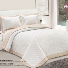 سرویس روتختی برند Ecobella مدل Noora کد 003 دو نفره 3 تیکه رنگ سفید+کرم