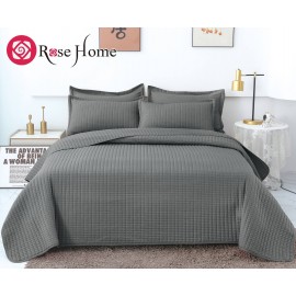 روتختی چهارفصل هتلی پنبه دوزی کتان کش برجسته از برند رزهوم مدل Pixi رنگ طوسی تیره تک نفره