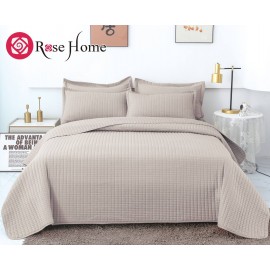 روتختی چهارفصل هتلی پنبه دوزی کتان کش برجسته از برند رزهوم مدل Pixi رنگ کرم خاکی تکنفره