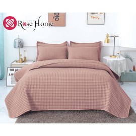 روتختی چهارفصل هتلی پنبه دوزی کتان کش برجسته از برند رزهوم مدل Pixi رنگ صورتی چرک دونفره