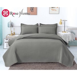 روتختی چهارفصل هتلی پنبه دوزی کتان کش برجسته از برند رزهوم مدل Pixi رنگ طوسی دونفره