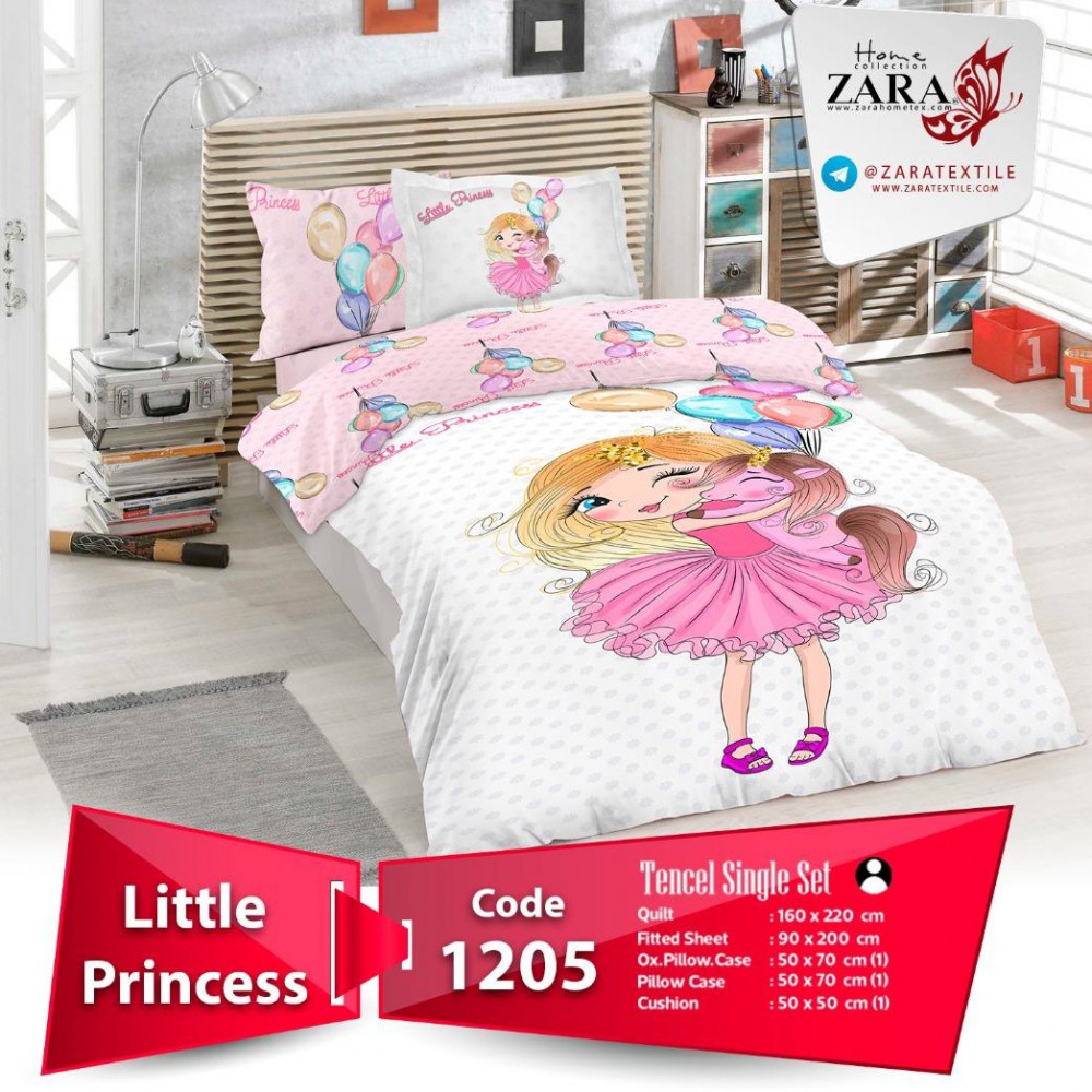 سرویس روتختی لحاف برند Zara مدل Little Princess کد 1205 تک نفره 5 تیکه