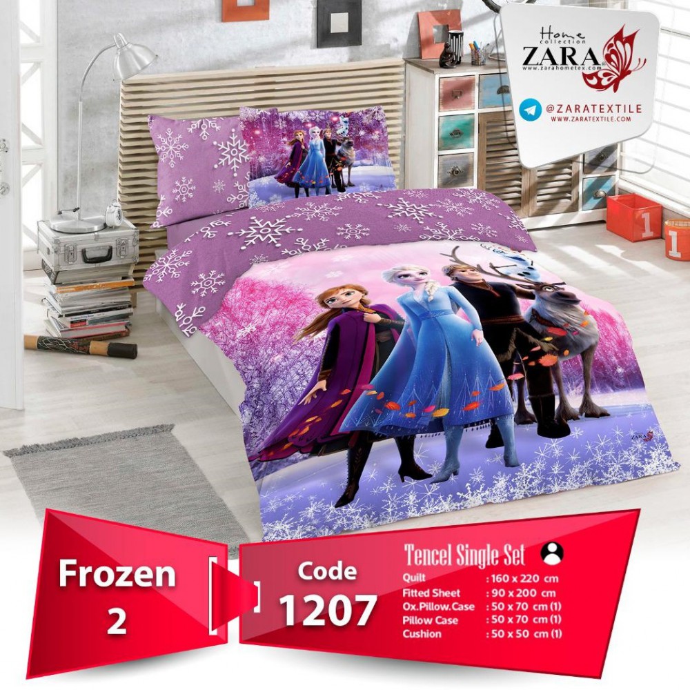 سرویس روتختی لحاف برند Zara مدل Frozen 2 کد 1207 تک نفره 5 تیکه