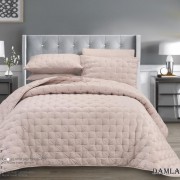 سرویس خواب لحافی اسپورت نخی طرح برجسته از برند لاویتا مدل DAMLA کد 001 رنگ صورتی