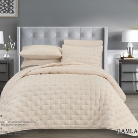 سرویس خواب لحافی اسپورت نخی طرح برجسته از برند لاویتا مدل DAMLA کد 004 رنگ کرم روشن