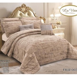 سرویس لحاف روتختی عروس Lavita مدل Filiz طرح پتینه کد 003 دو نفره هشت تکه