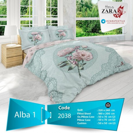 سرویس روتختی لحاف برند Zara مدل Alba 1 کد 2038 دو نفره 8 تیکه