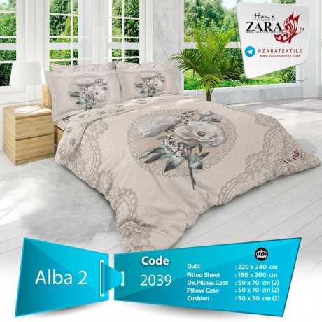 سرویس روتختی لحاف برند Zara مدل Alba 2 کد 2039 دو نفره 8 تیکه