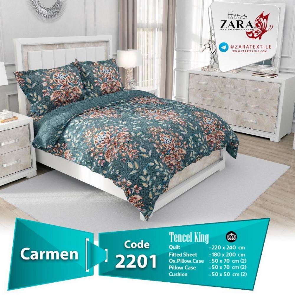 سرویس روتختی لحاف برند Zara مدل Carmen کد 2201 دو نفره 8 تیکه