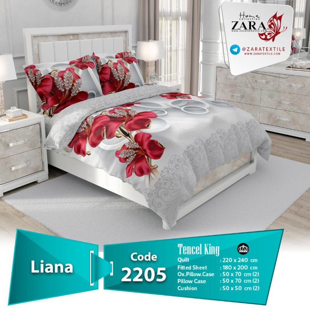 سرویس روتختی لحاف برند Zara مدل Liana کد 2205 دو نفره 8 تیکه